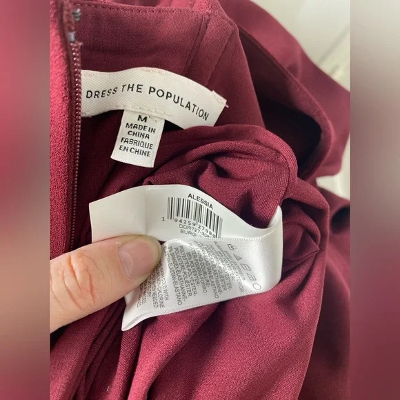 Dress the Population M Alessia Deep Red Burgundy Tie Waist Backless Dress - Picture 5 of 8